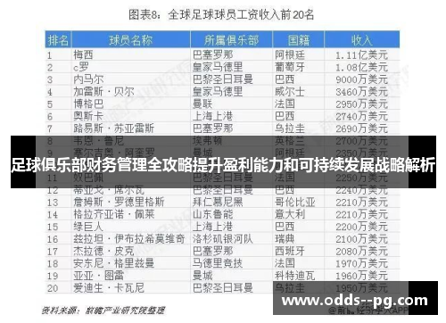 足球俱乐部财务管理全攻略提升盈利能力和可持续发展战略解析 足球俱乐部财务管理全攻略提升盈利能力和可持续发展战略解析